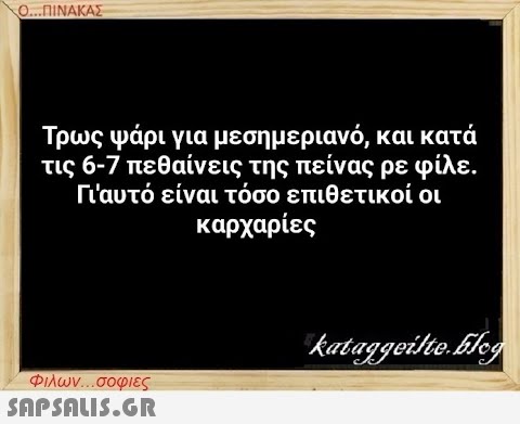 Ο...ΠΙΝΑΚΑΣ Τρως ψάρι για μεσημεριανό, και κατά τις 6-7 πεθαίνεις της πείνας ρε φίλε. Γι αυτό είναι τόσο επιθετικοί οι καρχαρίες kataggeilte.Elog Φιλων...σοφιες